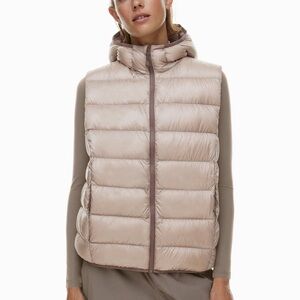 Aritzia Sandstone Quilted Hooded Puffer Vest